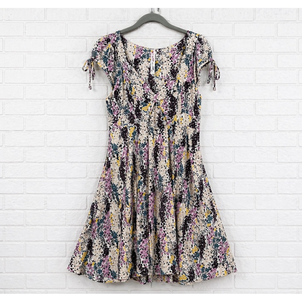 Free People Miss Right Dress Womens S Floral Fit & Flare Tie Shoulder Boho